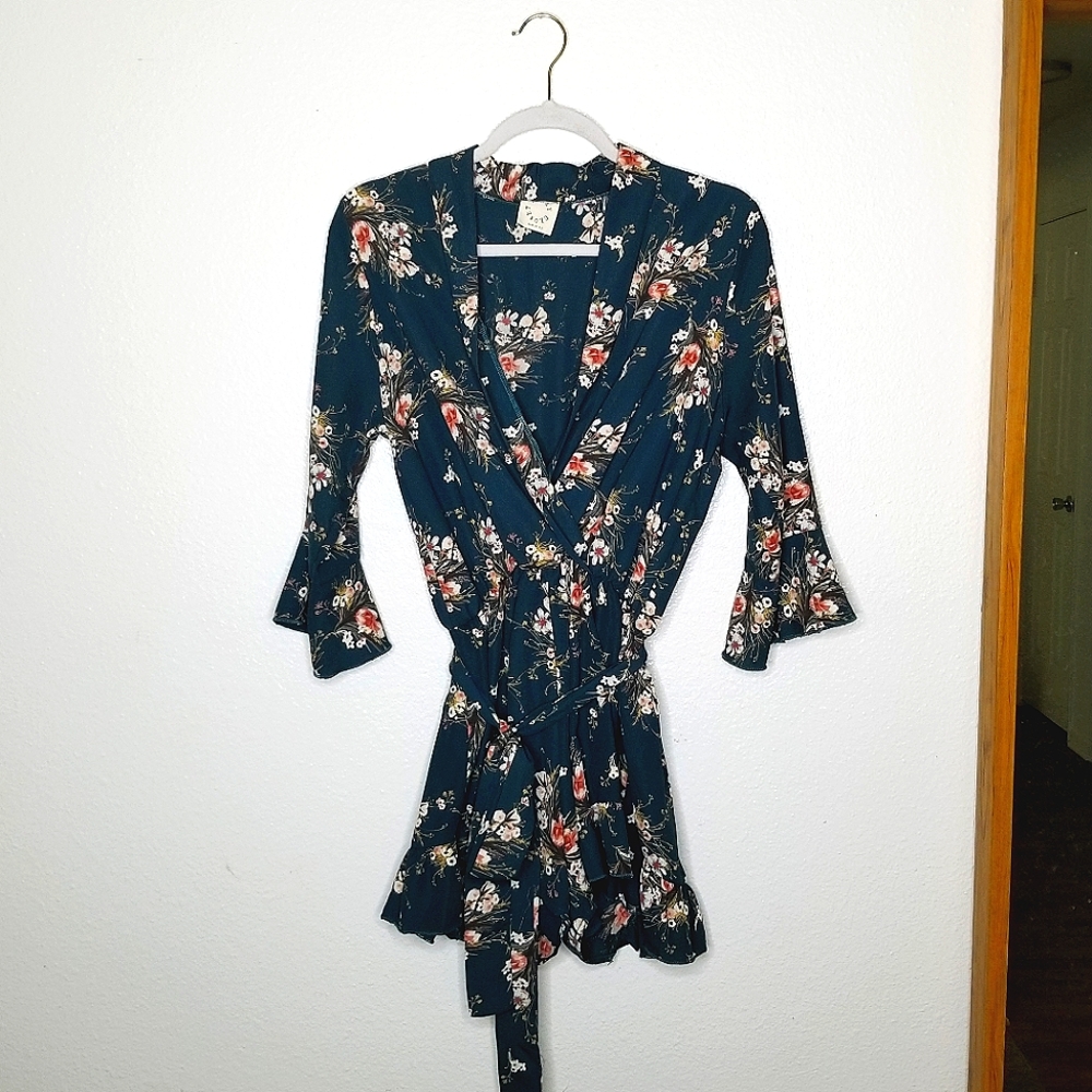 Floral Romper Forest Green size L